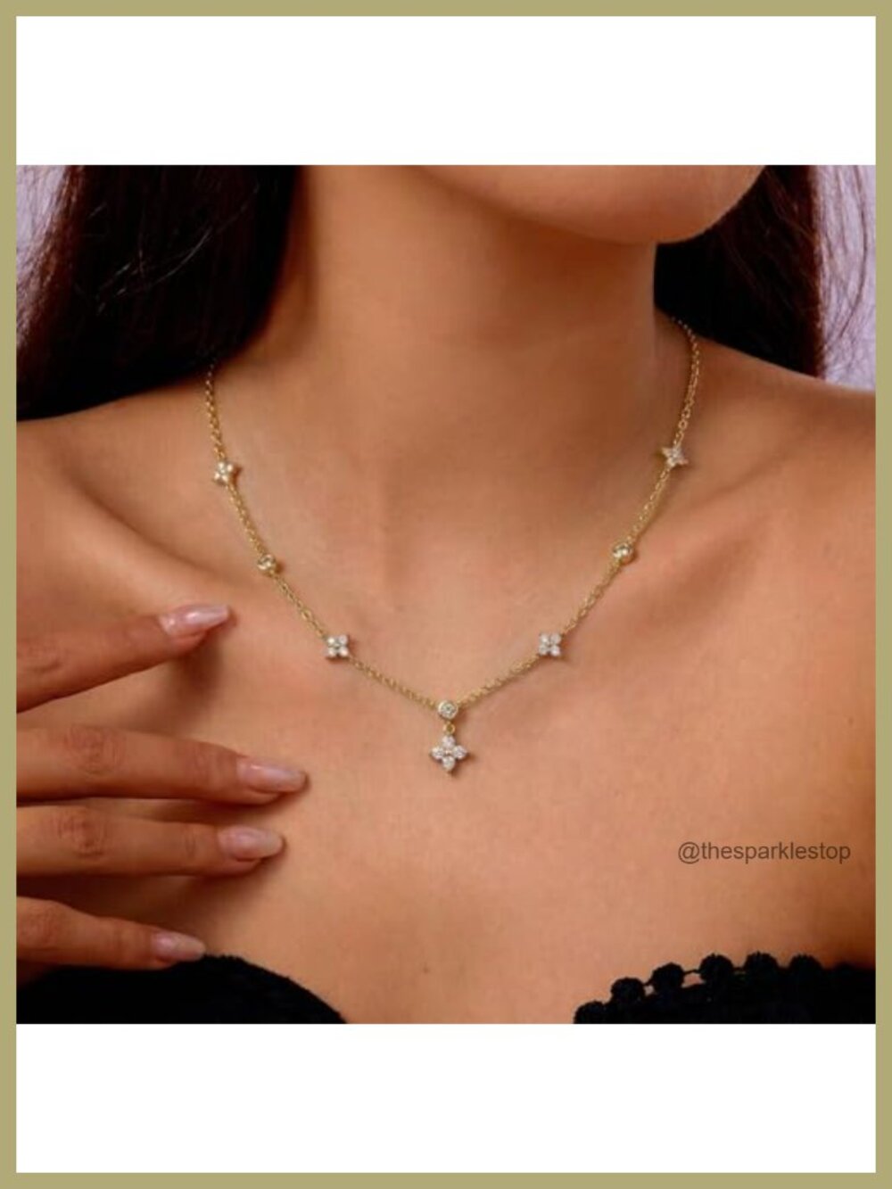 14K Gold Plated Layered Necklace Set Dainty Cubic Zirconia Pendant 3 PCS - Picture 4 of 6